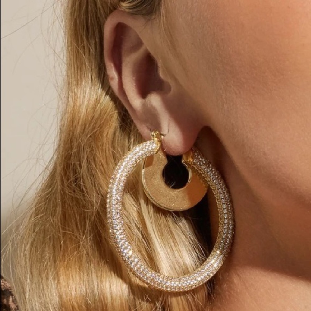 LUV AJ Pave Almalfi Hoops - GOLD - Picture 2 of 5